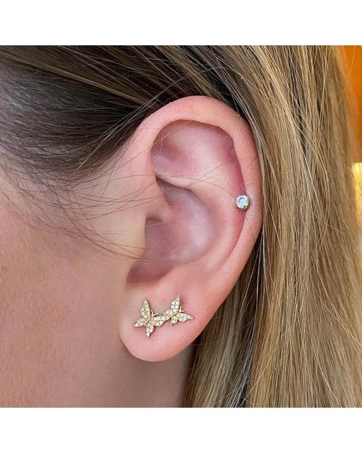 KAMARIA Metallic Asymmetric Diamond Butterfly Earring Studs