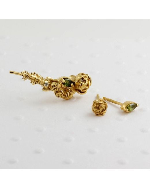 Lee Renee Metallic Rose Diamond & Tourmaline Slider Earring Single Rose Gold