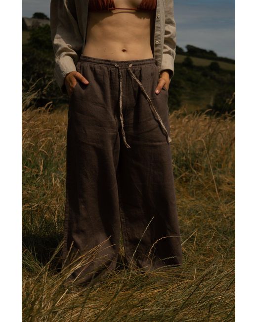 Solpardus Brown Atti Umber Linen Trousers