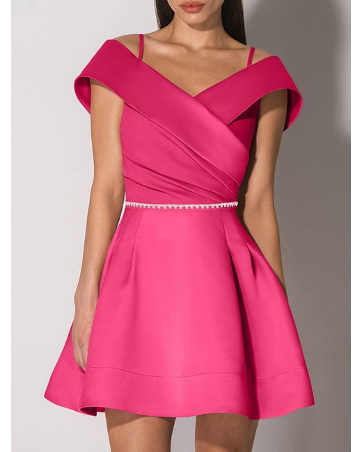 Tia Dorraine Pink Easy To Love Flared Satin Mini Dress Hot