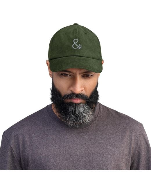Anchor and Crew Green Dark Ampersand Signature Embroidered Corduroy Cap