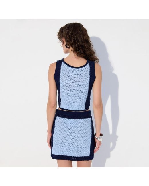 Thisisu Collection Blue Nerina Colorblock Beachwear Knit Skirt