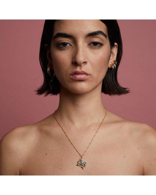 Kasun Metallic Plated O Initial Necklace With Mother Of Pearl