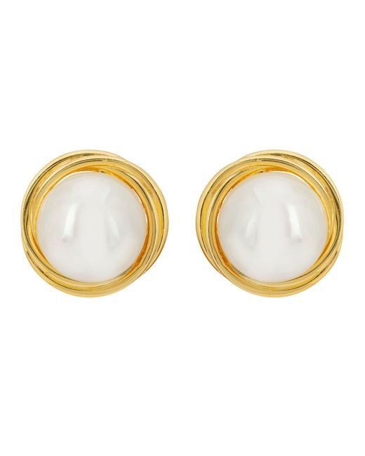 Latelita London Brown Dynasty Pearl Large Stud Earrings Gold