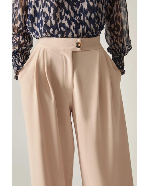 James Lakeland Natural Neutrals Cream Wide Leg Suit Trousers