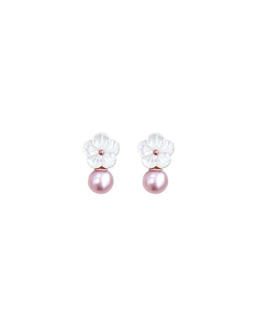Agora Jewellery Pink Rose Cleito Pearl Earrings
