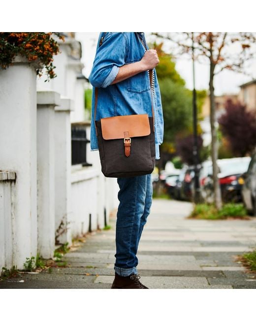 VIDA VIDA Pink Canvas And Leather Cross Body Messenger Bag for men