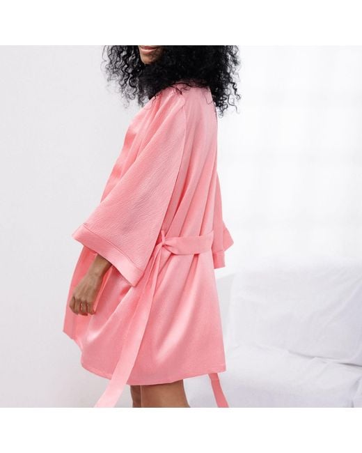 Vimissia Pink Bubble Silk Short Robe