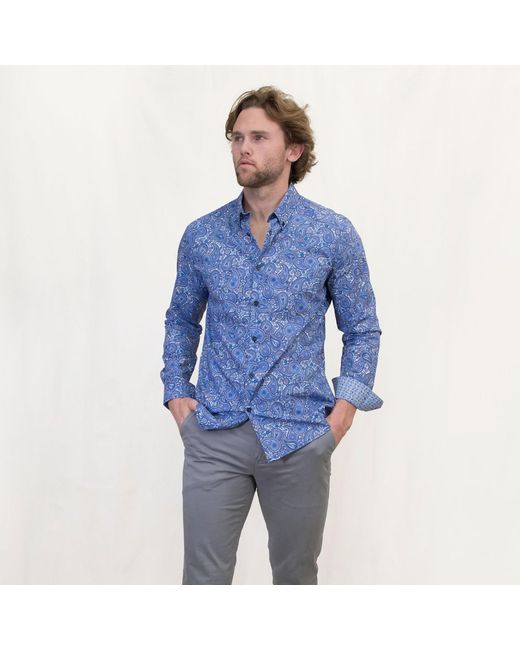 Lords of Harlech Blue Morris Pow Paisley Shirt for men