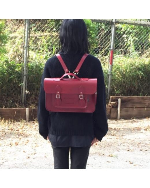 Zatchels Red Handmade Leather Backpack Satchel
