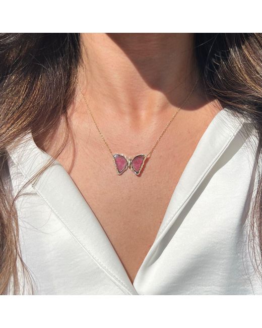 KAMARIA Purple Tourmaline Butterfly Necklace With Diamonds