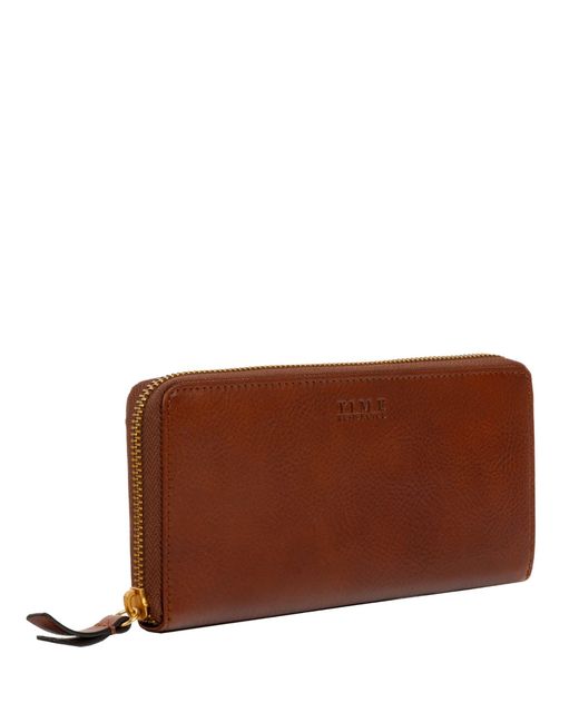 Time Resistance Brown Leather Continental Wallet