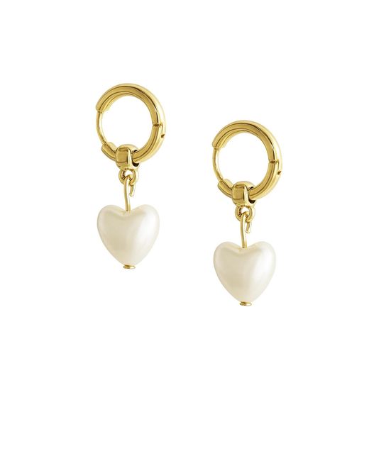 Maison De Gala Metallic Hoop Pearl Heart Drop Earrings