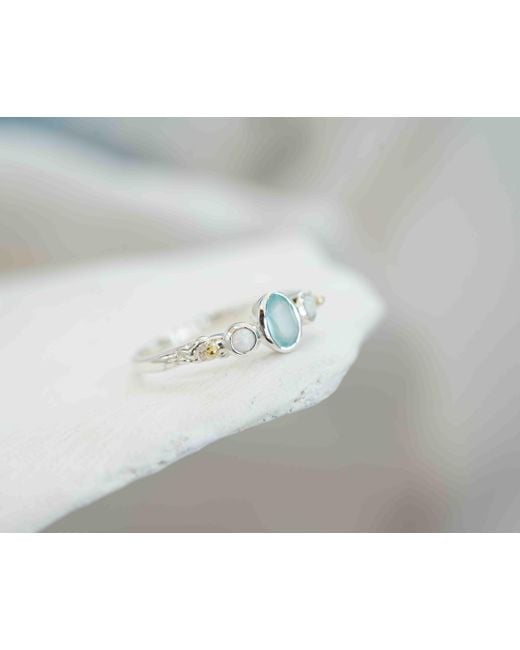 Isla Silver White Aqua Chalcedony & Opal Ring
