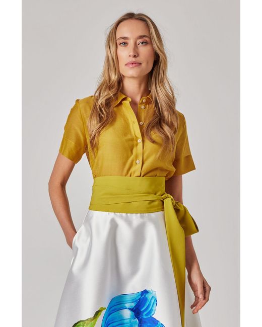 Marianna Déri Yellow Mustard Silk Blend Blouse