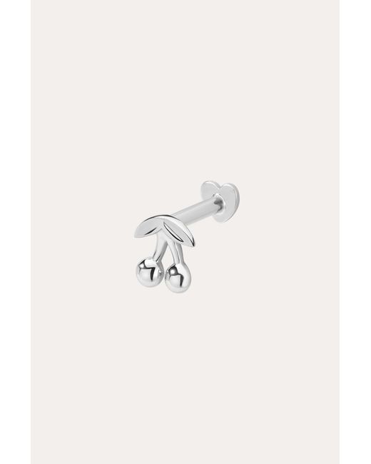 Vanhi White 14K Solid Cherry Flat Back Stud