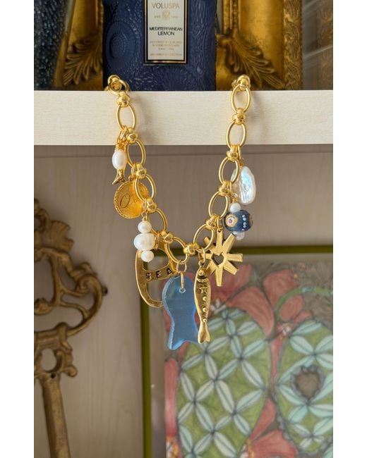 Sccollection Metallic Mare Seaglass Fish Charm Necklace