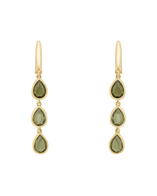 Latelita London Metallic Sardinia Triple Teardrop Earrings Peridot