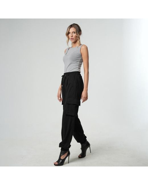 Metamorph Black Casual Cargo Pants