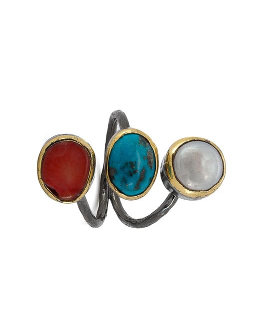 Ebru Jewelry Multicolor Triple Gemstone Sterling Ring