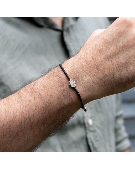 Harbour Uk Brown Hamsa Rope Bracelet for men