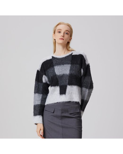 Smart and Joy Black Check Pattern Oversize Jumper