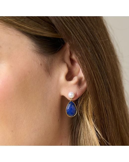 Pearls of the Orient Online Blue Clara Cultured Freshwater Pearls & Lapis Lazuli Drop Earrings