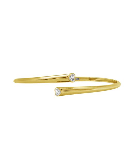 Artisan Yellow 14K Open Heart Diamond Cuff Bangle Bracelet