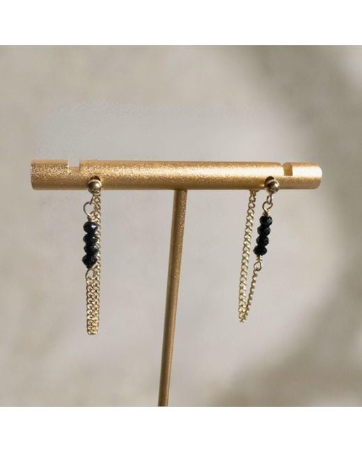 Rachel Nathan Metallic Post: Spinel & Chain Earrings