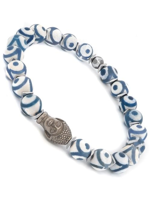 Ebru Jewelry Blue Buddha Spirit Nepal Bead Bracelet for men