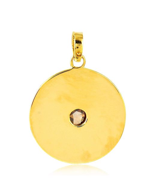 Artisan Metallic 14k Yellow Gold Natural Diamond Designer Pendant