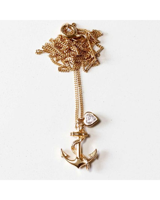 Lee Renee Metallic Anchor & Heart Diamond Necklace –