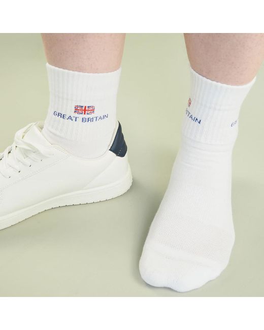 Peper Harow - Made in England White Olympics Recycled Sport Socks – Two Pair Bundle for men