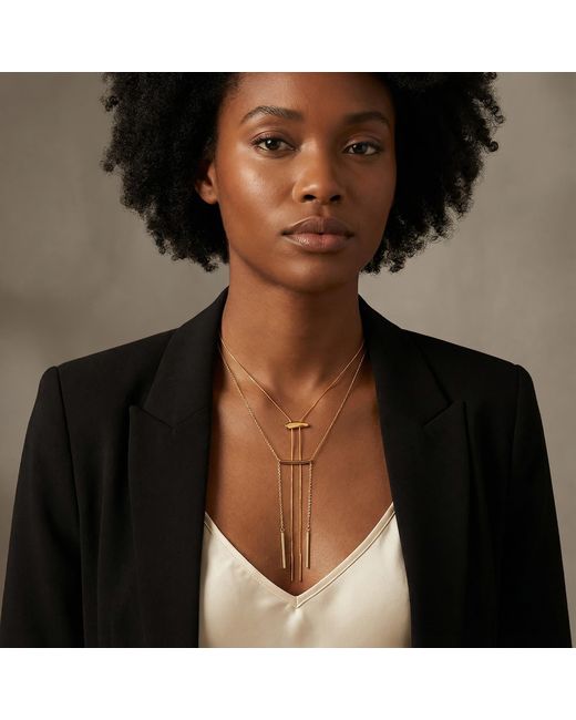 Amadeus White Lines Long Nuget Chain Necklace