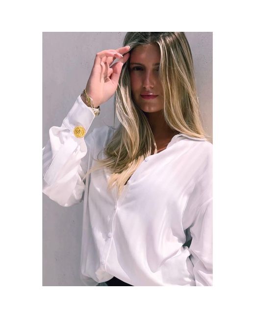 LAHIVE White Alexis Button Down Blouse