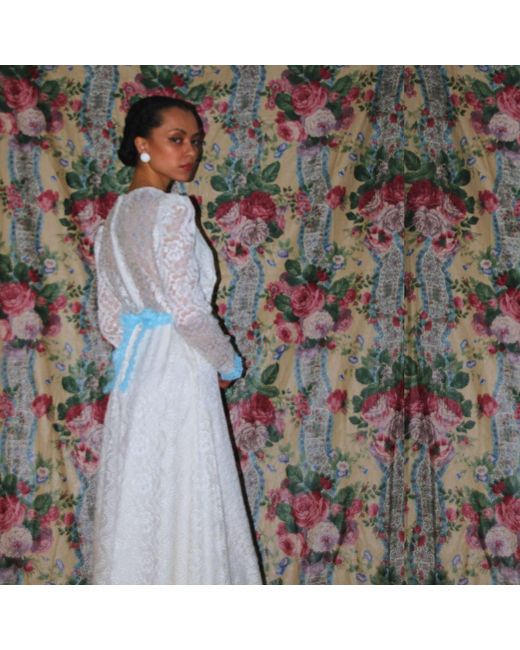 Couture to Your Door Blue Neutrals Ivory Boho Lace Wedding Party Dress