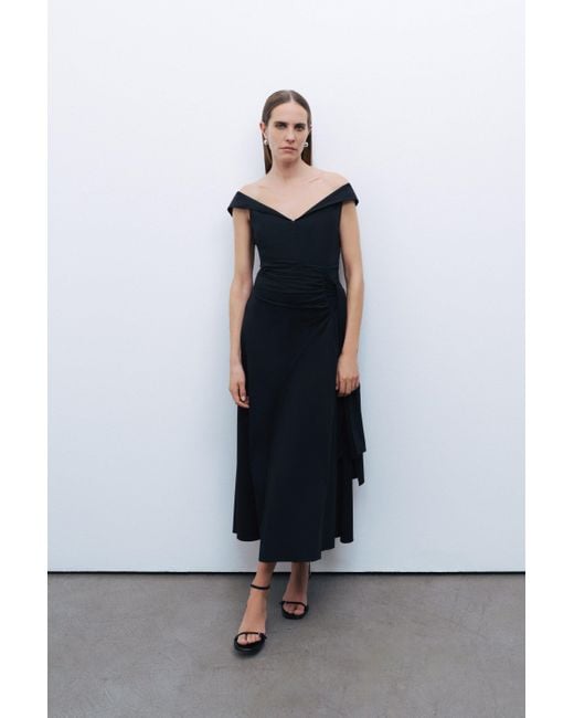 Nocturne Black Tie Detail Midi Dress