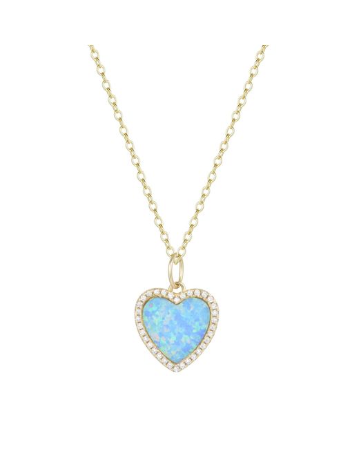 KAMARIA Blue Opal Heart Necklace With Crystals