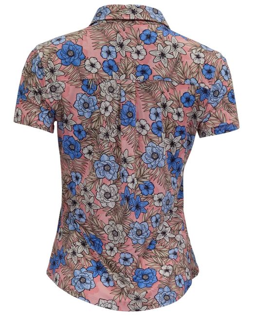 Lords of Harlech Blue Shelley Tropical Mix Coral Printed Shirt