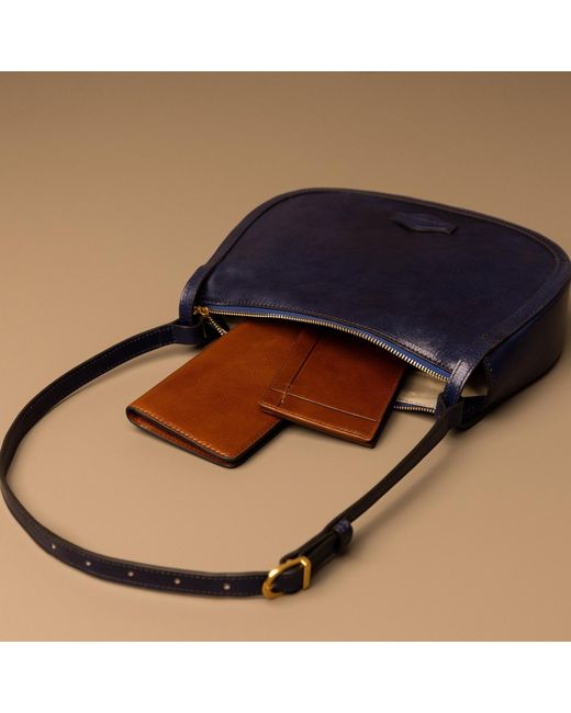 Time Resistance Blue Leather Hobo Bag For