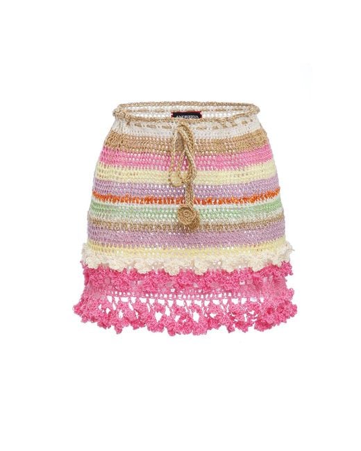 Andreeva Pink Malva Handmade Crochet Mini Skirt