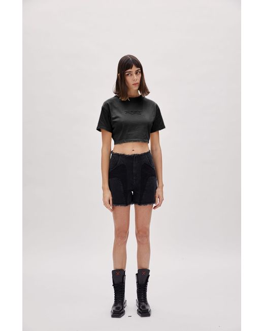 Pcfg Black Cotton Destroyed Crop Tee