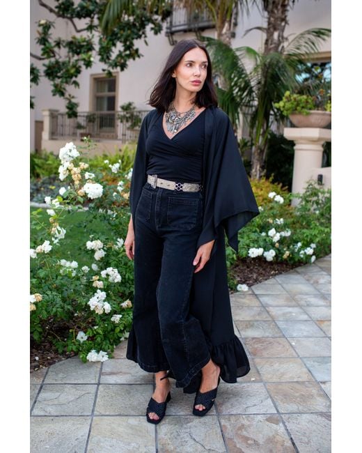 Jennafer Grace Black Janys Scarf Sleeve Kimono