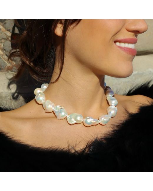 Mineralgems•Studio Metallic Baroque Pearl Necklace