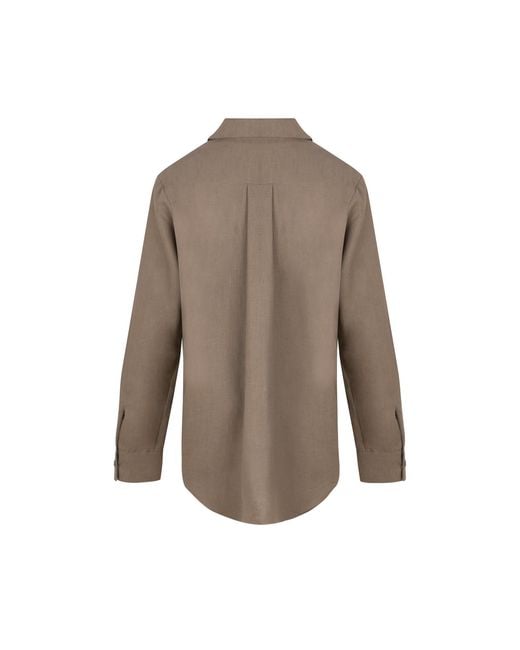 Gunda Hafner Ltd Gray Neutrals Khaki Linen Safari Shirt