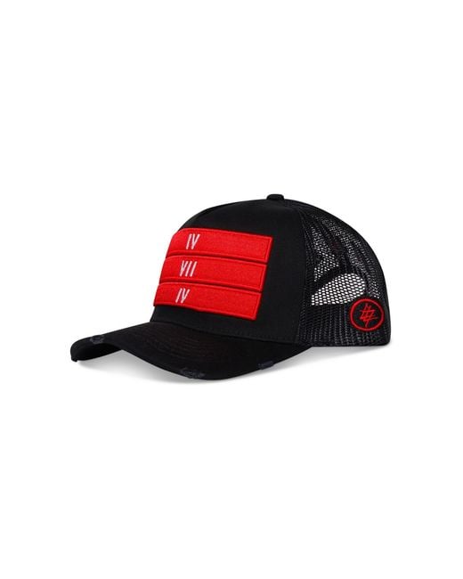 474 co Red 474 3 Bars Trucker Hat for men