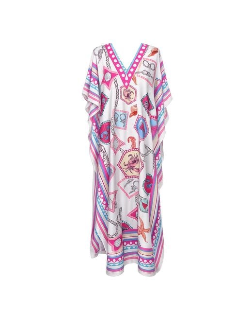 LOVEIST STORE Purple Morrel Printed Satin Kaftan
