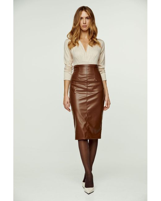 Conquista Natural Melange V Neck Knit Top