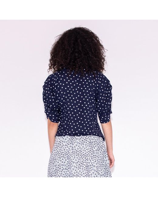 Bianca Popp Blue Puff Blouse With Collar