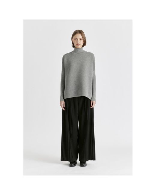 Paisie Gray Turtleneck Ribbed Jumper